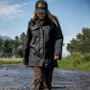 Filson W’s Moorcroft Waxed Cotton Rain Jacket, smoke, size small
